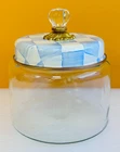 MacKenzie-Childs 89247-2440 Hand Painted Sky Check Medium Kitchen Canister. New!
