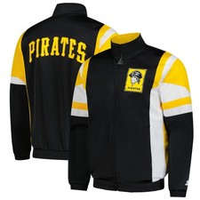 Men's Starter Black/Gold Pittsburgh Pirates Contender Tricot Full-Zip Track