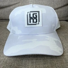 LGND Supply Co. SnapBack Hat White Camouflage Trucker Cap Rubber Patch Logo