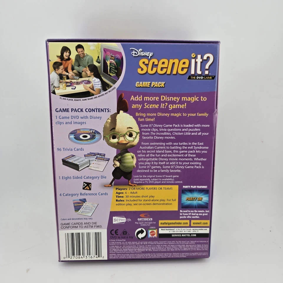 Disney Scene It Game Pack 2006 DVD Trivia Cards Dice Mattel Family Party Game - Image 2 of 3