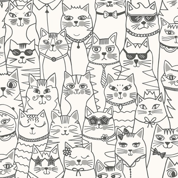 Cats Colour Me Tapete Schwarz Weiß Holden 14070 Spaß Kreative Dekoration-image