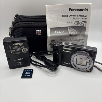 Panasonic LUMIX DMC-ZS8 14.1MP 16x Zoom Digital Camera Black 2 Batteries Charger