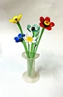 Vintage Murano Style Lamp work Flower Boquete in Frosted Glass Vase