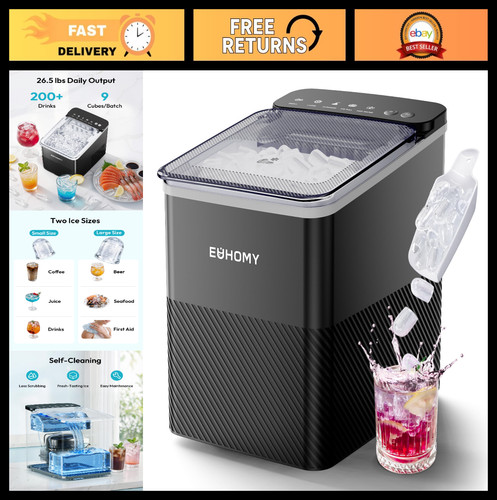 Compact Countertop Ice Maker Machine - Self-Cleaning, Fast Ice Production, Porta