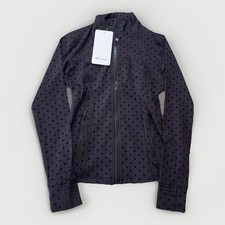 Lululemon Black Polka Dot Zip Up Define Jacket Women Size 4 Athletic Thumbholes