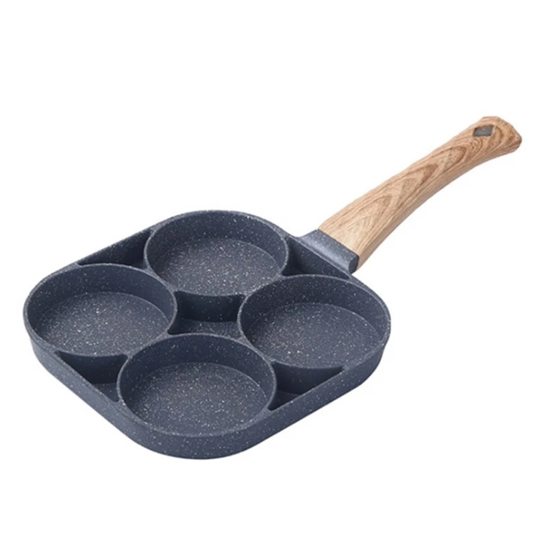 4 Holes Egg Frying Pan Breakfast Burger Steak Non Cooker with Handle
