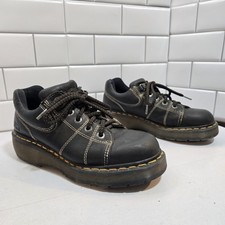 Vtg Y2K Black DR MARTENS 9806 Womens Size 7 Chunky Platform Oxford Shoes England