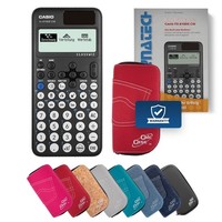 Casio FX-810DE Cw Schulrechner + Schutztasche, Buch-Classic Set Rot