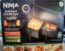 Ninja Dual Zone Air Fryer 7.6L. 6 Customisable Programs. 240°C. Auto Adjust Fan.