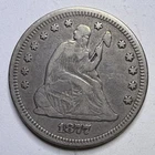 New Listing1877 Seated Liberty Quarter Fine/Very Fine Details