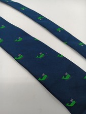 Johnny Appleseed Men's Silk Necktie Blue / Whales Made In USA
