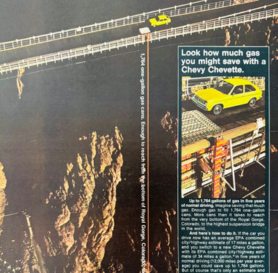 1978 Chevy Chevette Advertisement Royal Gorge CO Automobilia Chevrolet DWW12C