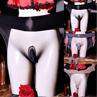 Men Pantyhose Solid Color Stockings Elastic Nylon One Size See-through