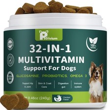 Dog Multivitamin Chewable with Glucosamine MSM, Omegas 3 6, Probiotics,...