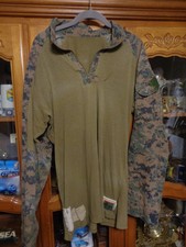 USMC DIGITAL WOODLAND MARPAT FROG COMBAT SHIRT SIZE LARGE LONG USED REPAIRED