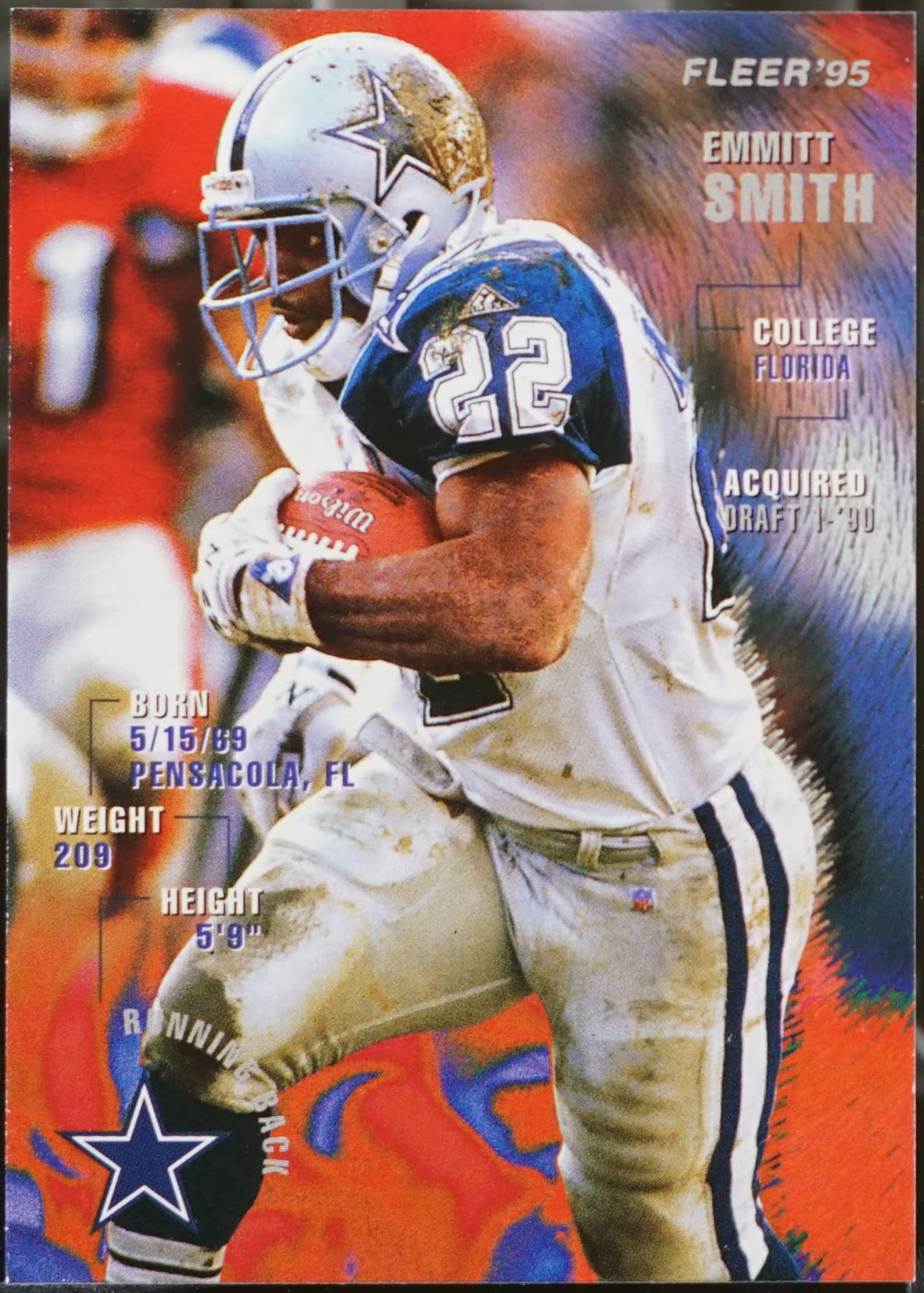1995 Fleer Shell FACT Football Emmitt Smith #100 NM