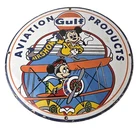 Vintage Gulf Aviation Mickey Minnie Porcelain Sign - Disney Airshow Sign