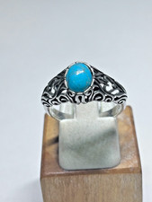Vintage Sterling Silver Turquoise Filigree 3.6g Sz 8