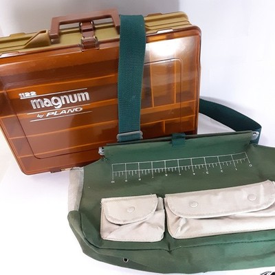 Vintage Plano 1122 Magnum Double Side Tackle Box & Canvas Soft Shoulder Gear Bag