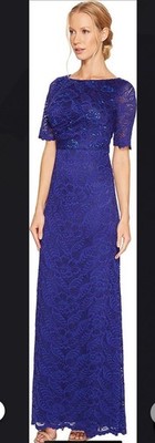 ADRIANNA PAPELL - Neptune - size 4 AP1E20170 Blue Stretch Lace