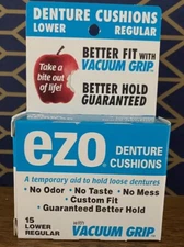EZO Denture Cushions 15 Lower Regular. Vacuum Grip. Custom Fit. New Old Stock.