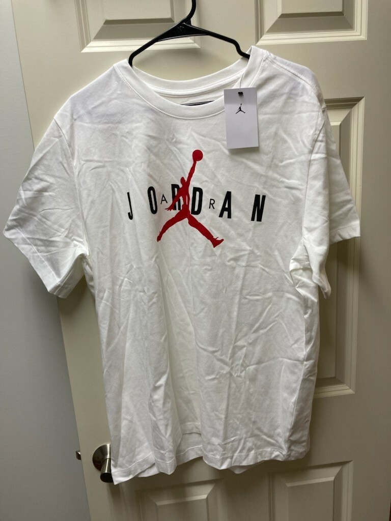jordan red and white shirt