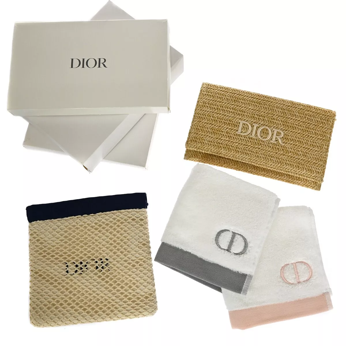 Ensemble de serviettes sacoches cosmétiques logo CHRISTIAN DIOR BEAUTÉ CD toile coton 02GA833