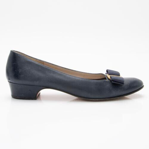 Salvatore Ferragamo Leder Vera Schleife Pumps - Größe 7 AAAA/37 AAAA - Bild 1 von 2