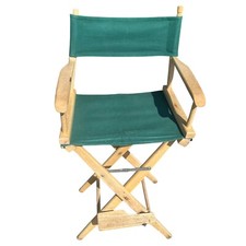 Sedia direttrice telescopio vintage poggiapiedi barca bar legno tela 48” caccia HTF