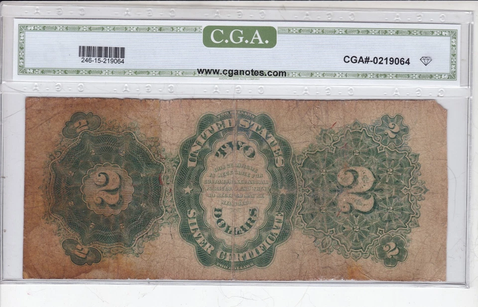 1891 $2 Silver Certificate FR 246 - Graded as 15 Fine - Sharp & Affordable - Image 2 of 2