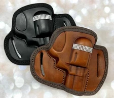 Rhinestone Embellished Right Hand Leather Belt Holster for CHARTER ARMS 22 38 2"