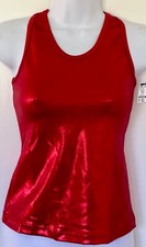 GK DANCE JAZZ ADULT SMALL RED FOIL CRISSCROSS STRAPS NYLON/SPAND TOP Sz AS NWT 