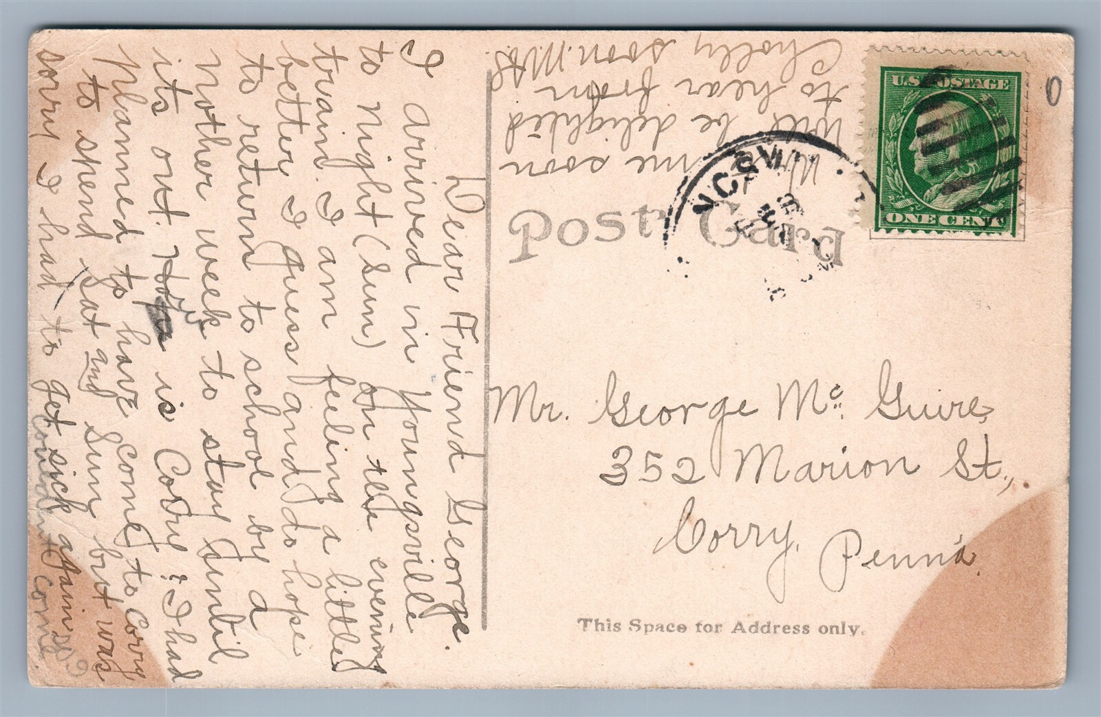 YOUNGSVILLE PA W. MAIN STREET ANTIQUE POSTCARD eBay