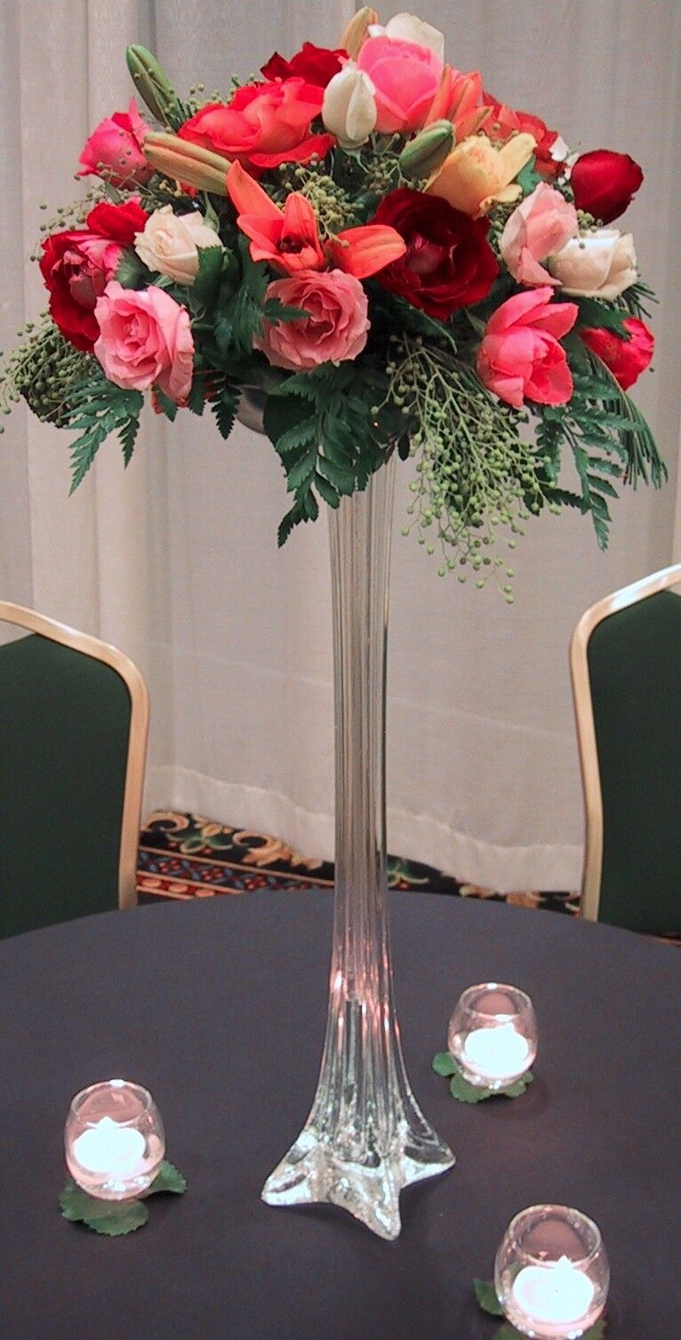 28 Inch Tall Eiffel Tower Vases  Glass Tower Vase - Events Wholesale