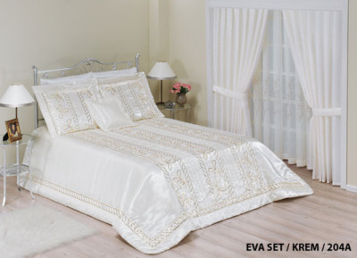 Diley Bettdecke Eva creme 3tlg Tagesdecke Bettüberwurf Set 260x260 Neu