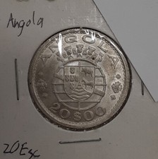 1955 Angola 20 Escudos Silbermünze KM#74 - Stempelglanz mit Tonung