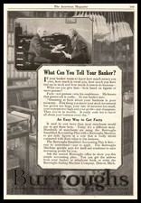 1922 Burroughs Adding Machines "What Can You Tell Your Banker?" Vintage Print Ad