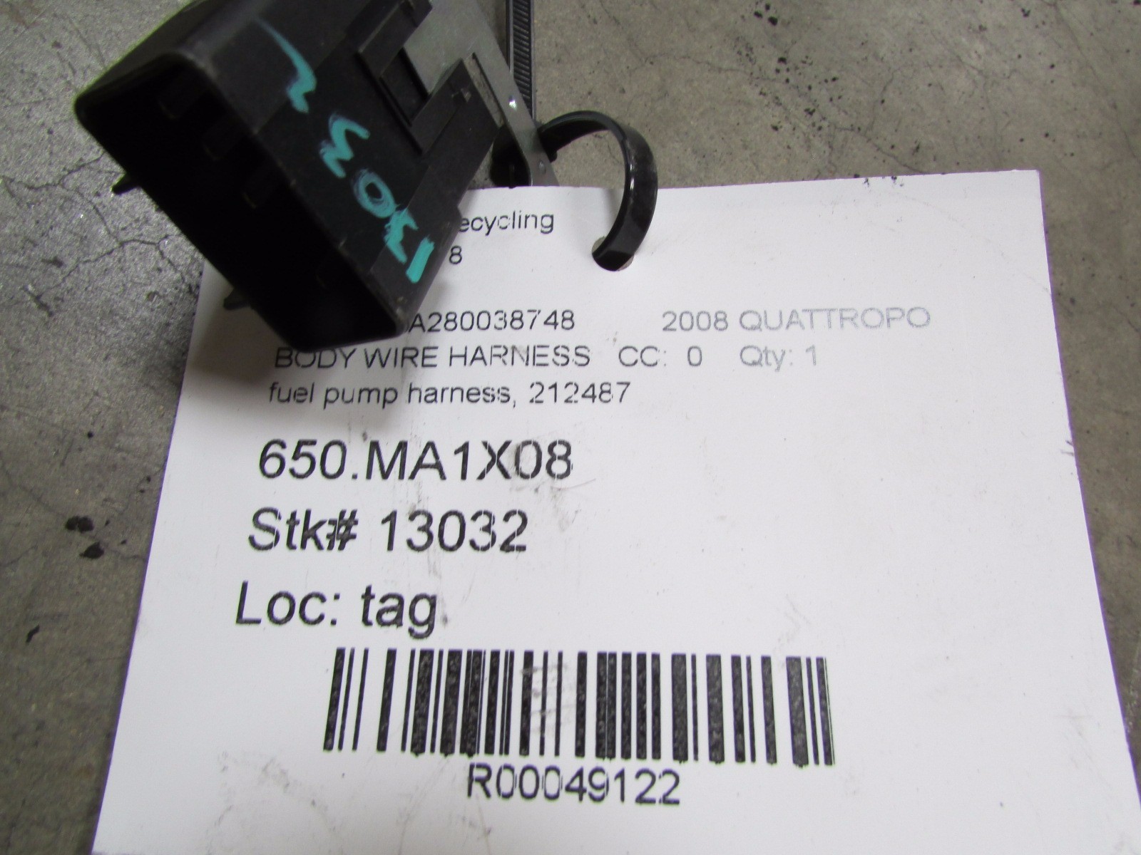 Maserati Quattroporte, Fuel Pump Harness, Used, P/N 212487
