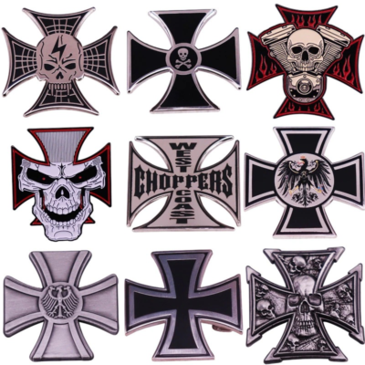 【※美品・希少】90's independent / IRONCROSS /XL ENAMELED BIKERS IRON CROSS LAPEL PIN IN 9 STYLESSEE INDIVIDUAL
