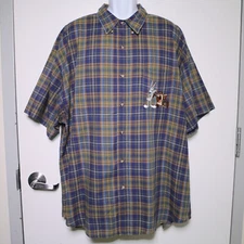 WARNER BROS STUDIO Bugs Bunny Taz Short Sleeve Button Shirt w/ Pocket Mens XXL