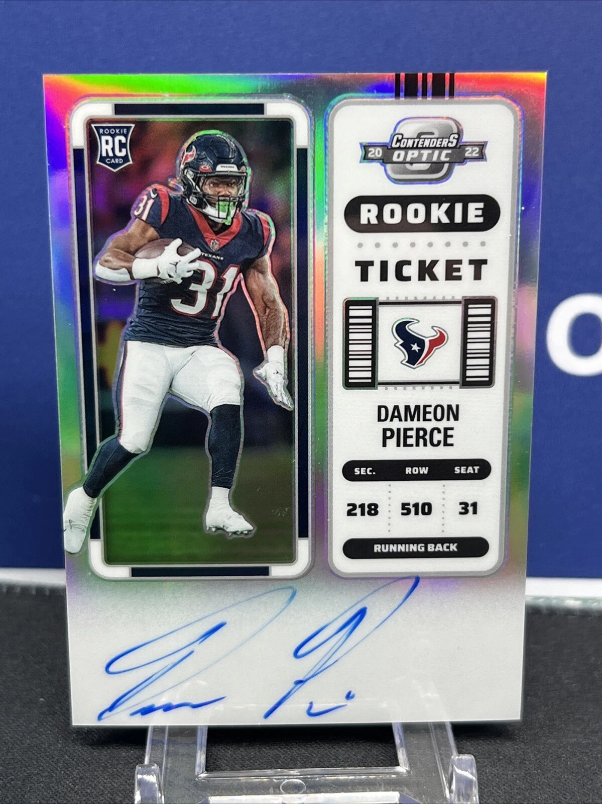 Dameon Pierce 2022 Panini Contenders Optic Rookie Ticket Auto RC TEXANS #111 📈