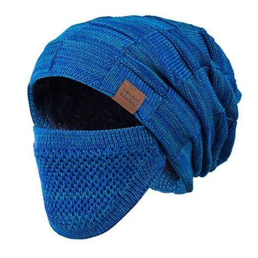 Beanie Hat for Men and Women Winter Warm Hats Knit Slouchy One Size D5 Blue-image