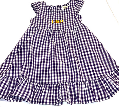 LSU Tigers Girls 3T Purple Gold Plaid Dress SEC Football Game Day Outfit