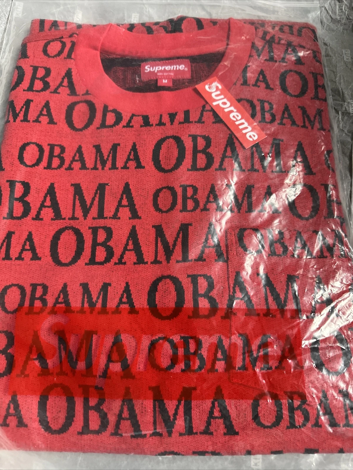 NEUF T shirt Supreme Obama Jacquard rouge M