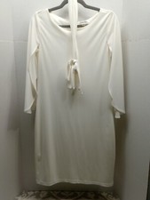 Calvin Klein Women's Dress 8 White Belt Angel 3/4 Sleeve Sheath Style Knit
