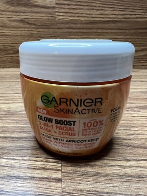 Garnier Skin Active Glow Boost 2-in-1 Facial Mask & Apricot Scrub Vegan Formula