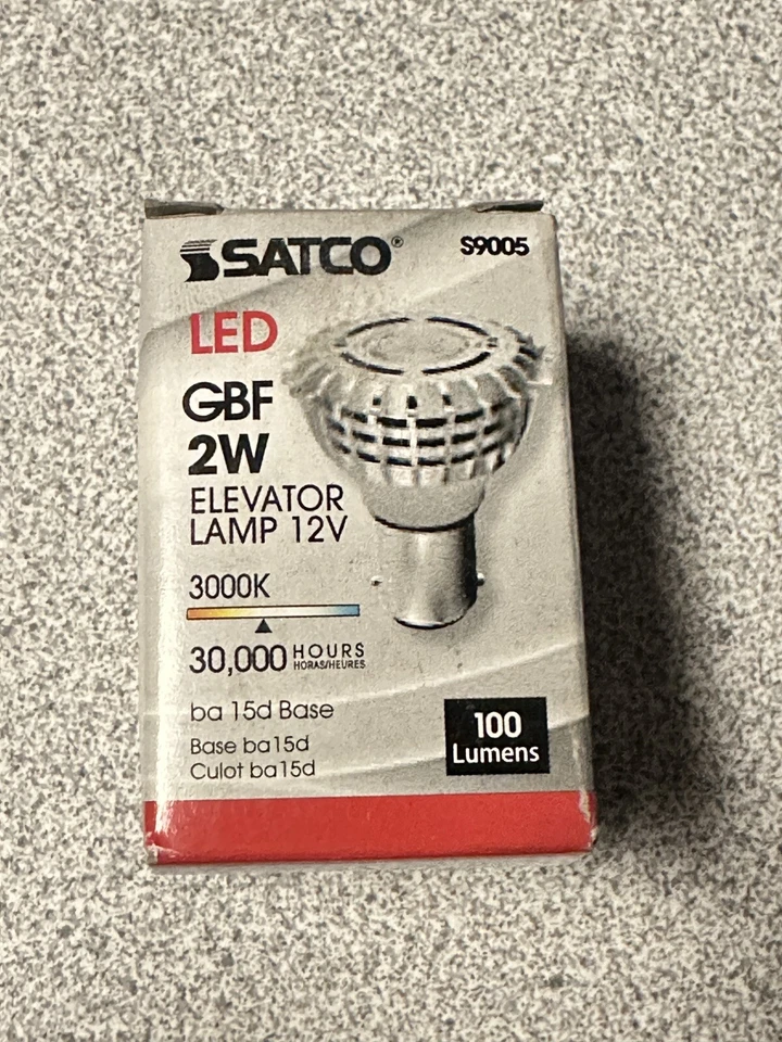 NEW SATCO S9005 2W GBF 12V LOW VOLTAGE BA15D BASE LED ELEVATOR LAMP - Image 2 of 2