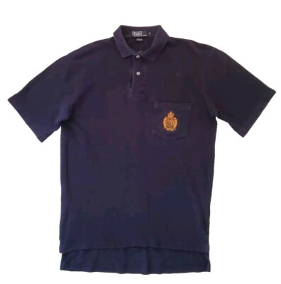 Vintage RALPH LAUREN Polo Shirt Men S Polo Club Gold Crest Navy