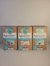 Lot of 3- Pampers Pure Hybrid Reusable Cloth Diaper Cover, One Size Fits Most