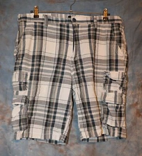 Mens DBlue White North Bay Flat Front Cargo Shorts Size 36 excellent